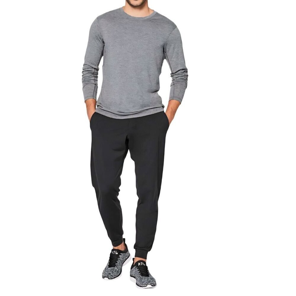 Lululemon Men's Black Joggers Slant Pockets Zip Back Pocket Pull On Size M